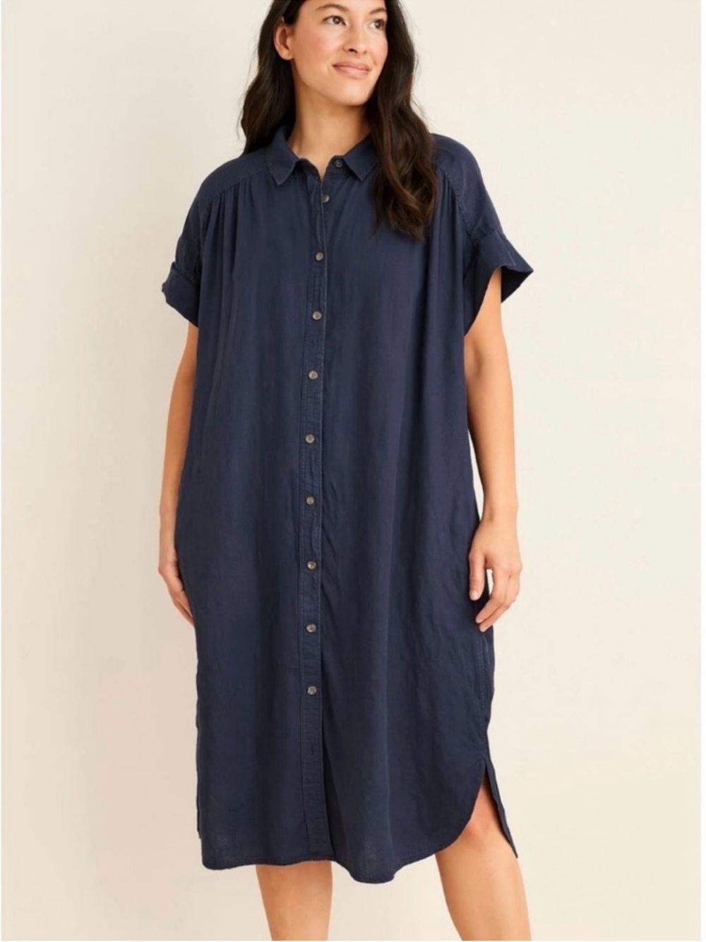 J.Crew Baird McNutt  Irish linen tunic dress button down oversized navy xs